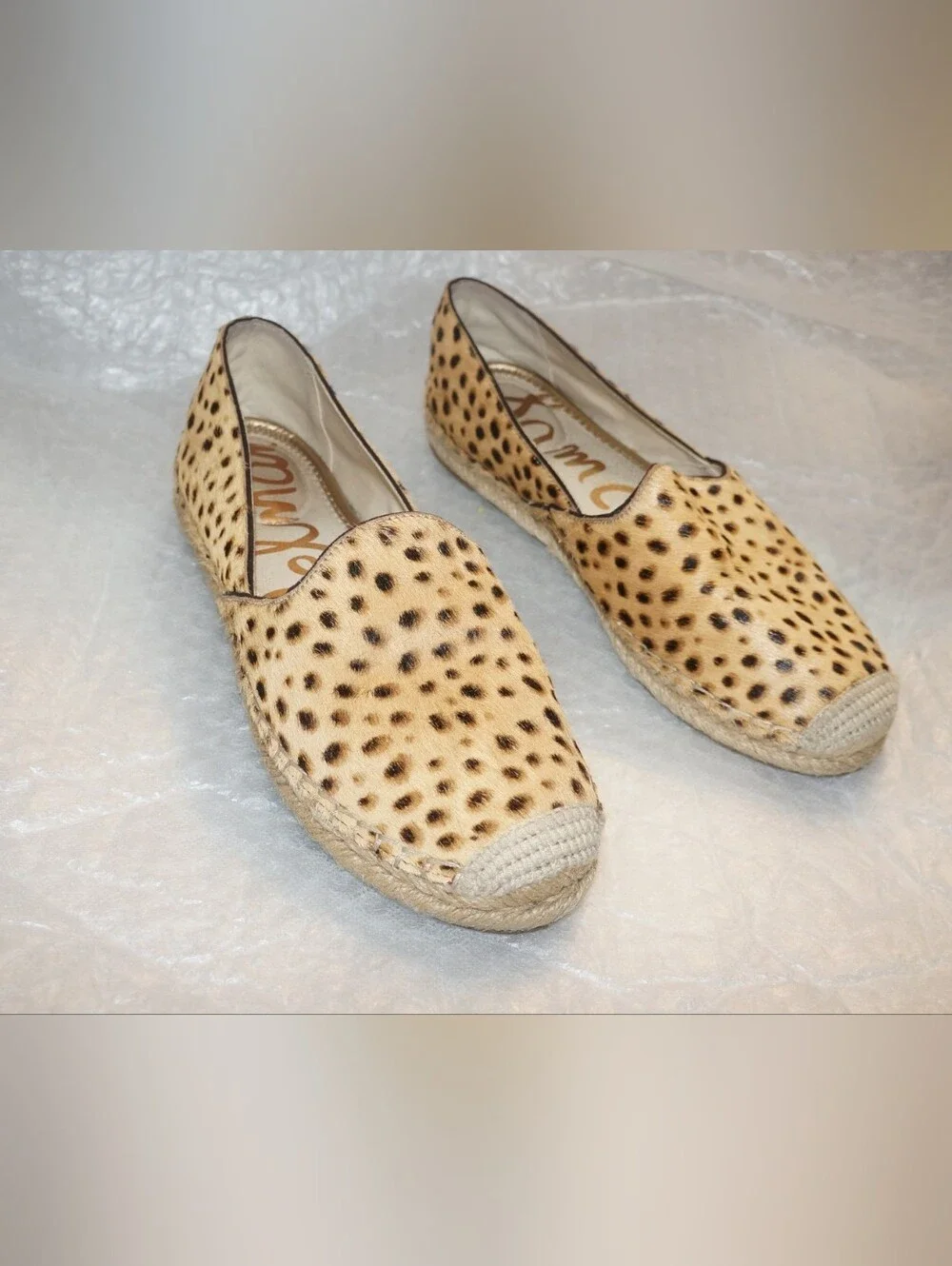 Sam Edelman Kesia Slip-On Espadrilles 8 Animal Print Leopard Flats Leather